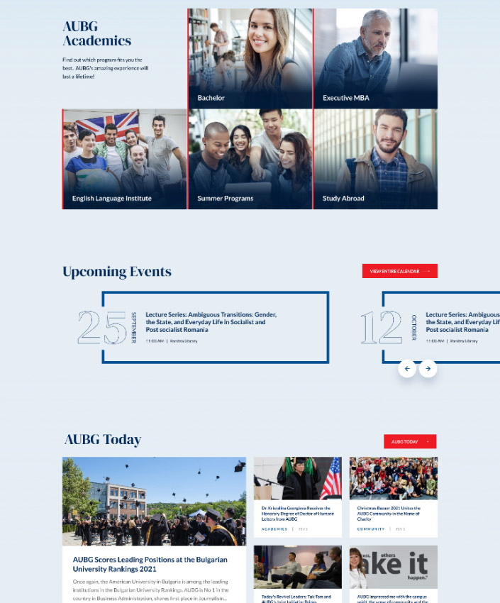 AUBG full web design image