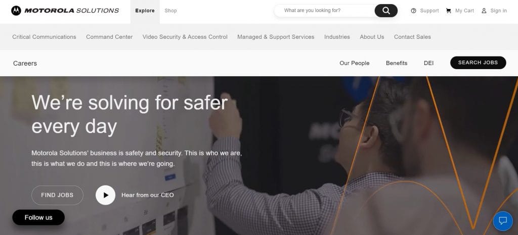 A screenshot of Motorola Solutions' careers page