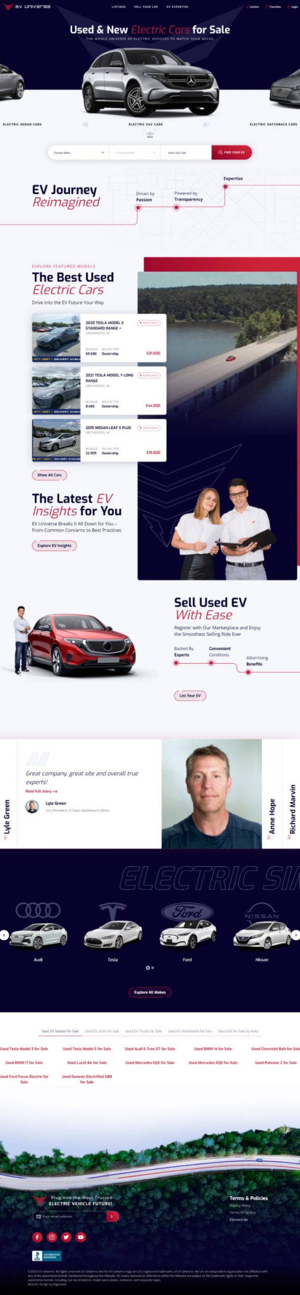 EV Universe full web design image