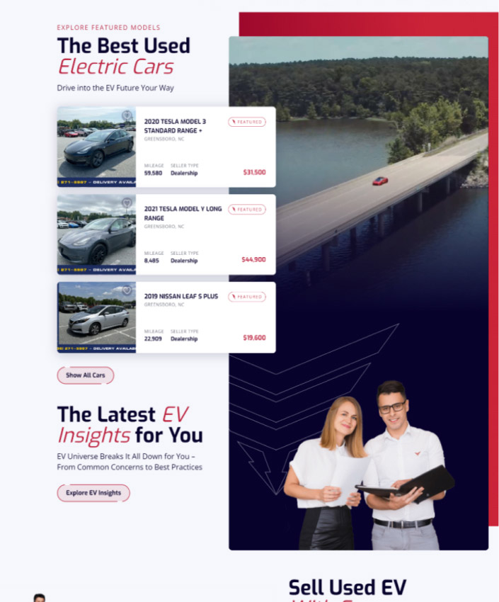 EV Universe full web design image