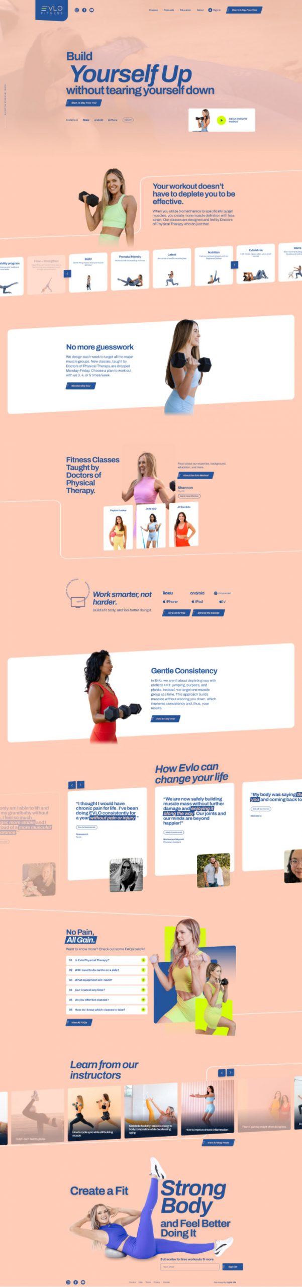 Evlo Fitness full web design image