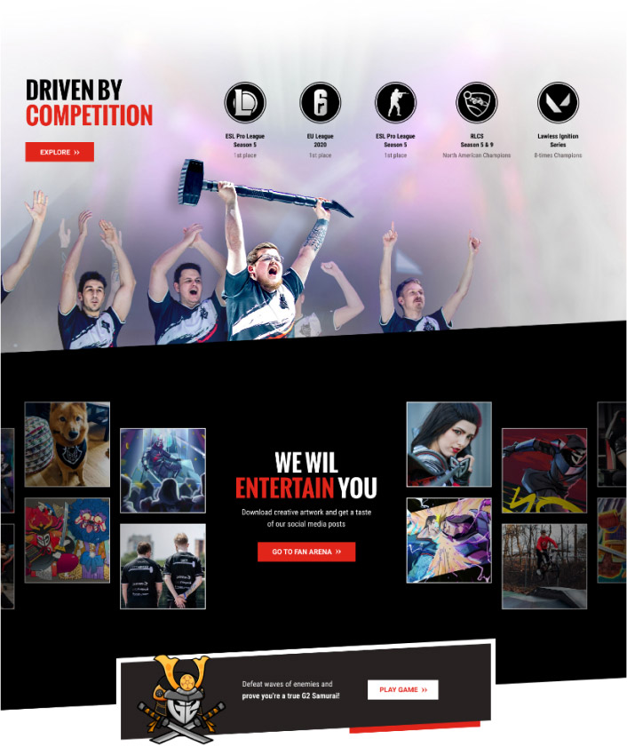 G2 Esports full web design image