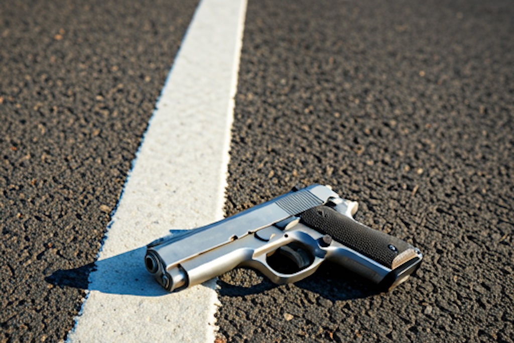 a hand gun in a bike lane