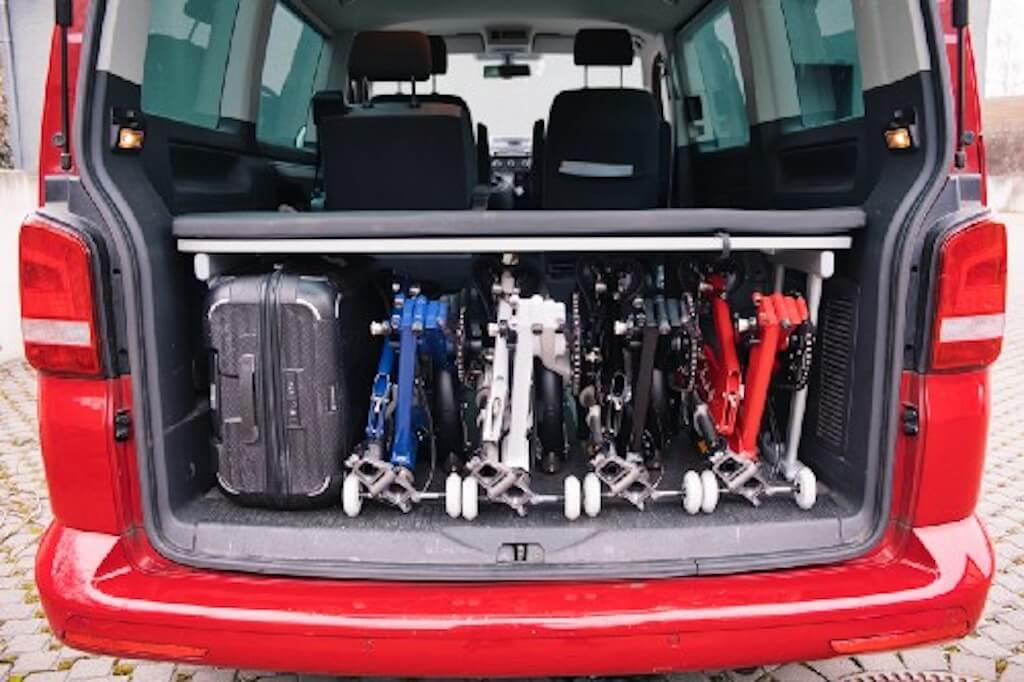 Kwiggle bikes in a car trunk