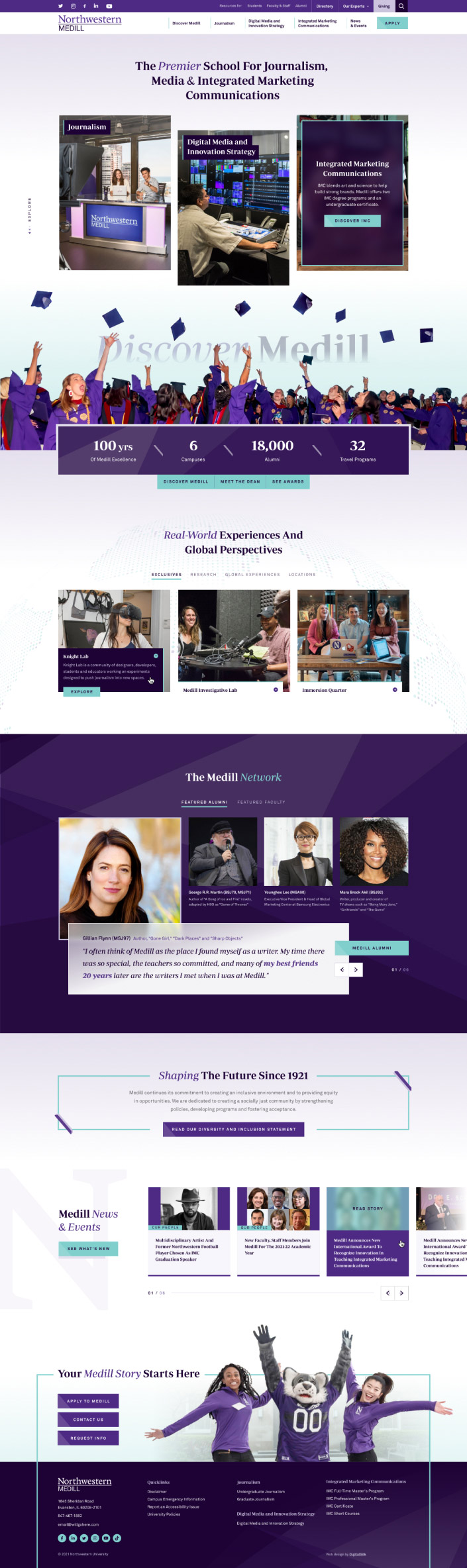 Northwestern University full web design image