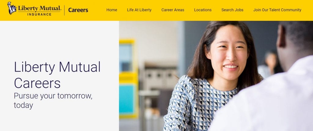 A screenshot of Liberty Mutual Insurance's careers page