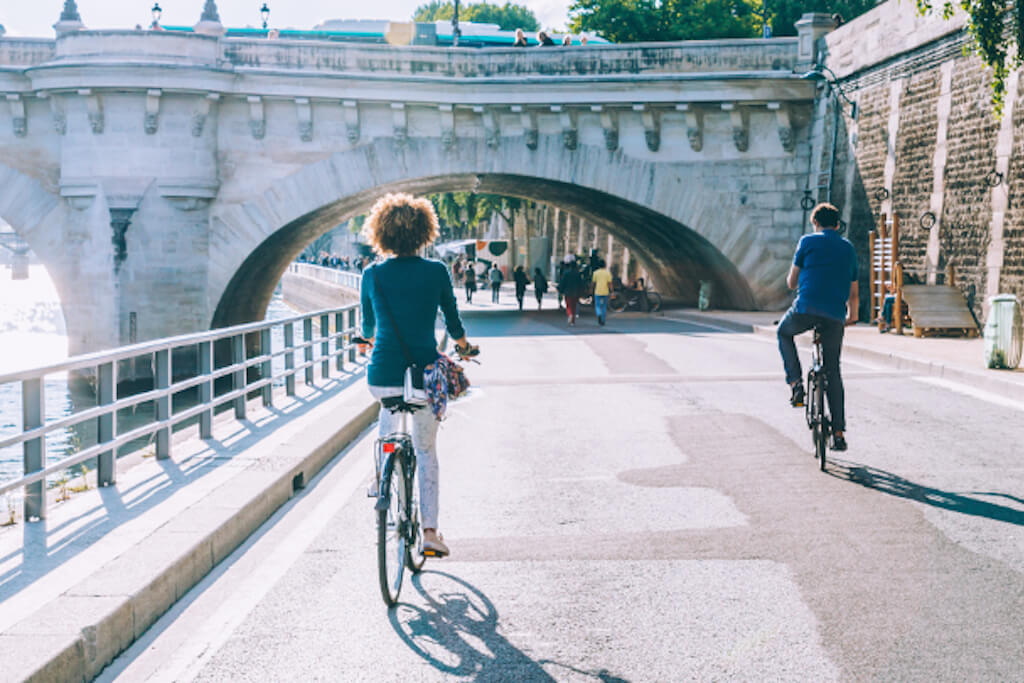 Paris France bicycle lanes ebike