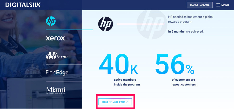 A screenshot of Digital Silk's case study CTA