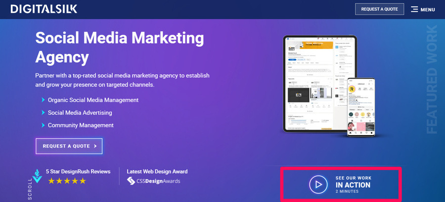 A screenshot of Digital Silk's video CTA