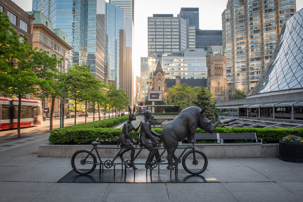 Check out this whimsical interactive bicycle sculpture by acclaimed NYC artists Gillie and Marc