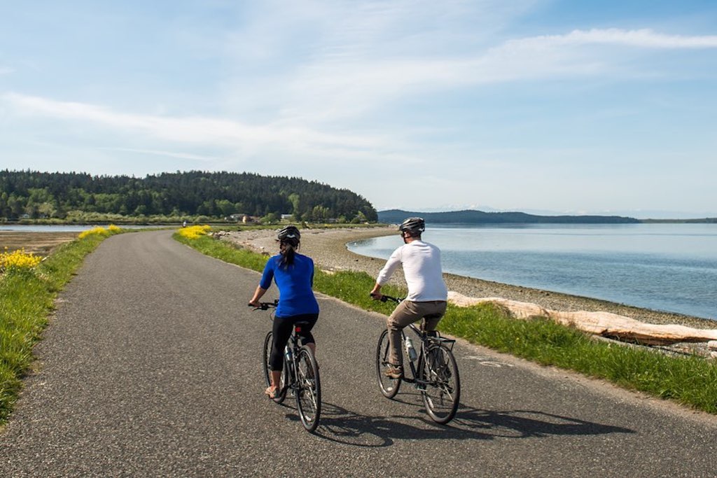 Cycling in the San Juan Islands for whale watching