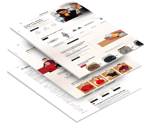 Three screenshots of Arnold Jeweler's website design