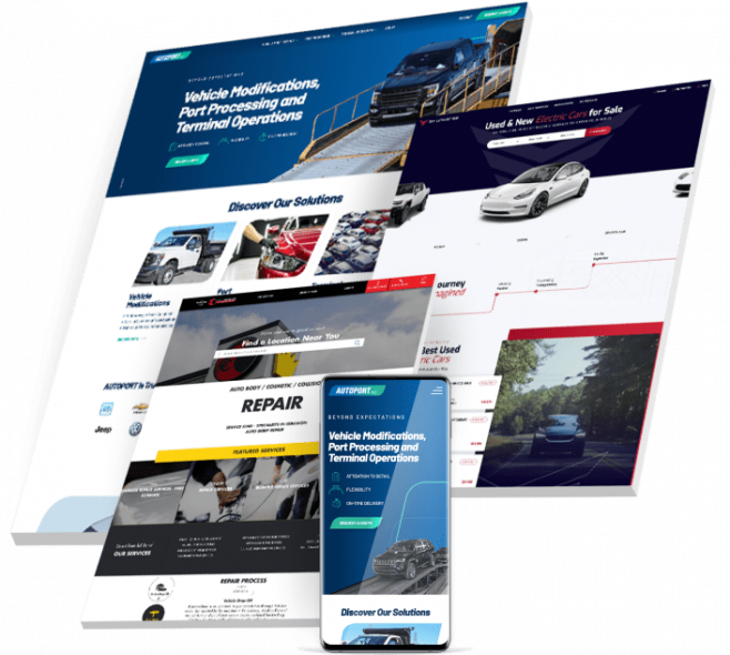 Auto Repair Website Design hero collage by Digital Silk