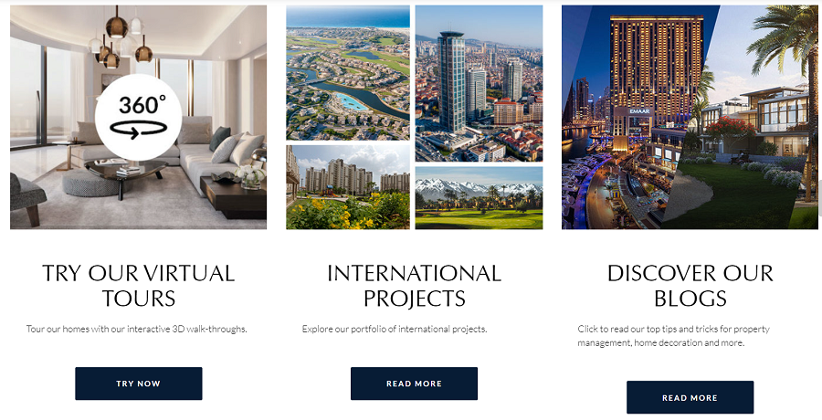 Construction website design example: Emaar modules