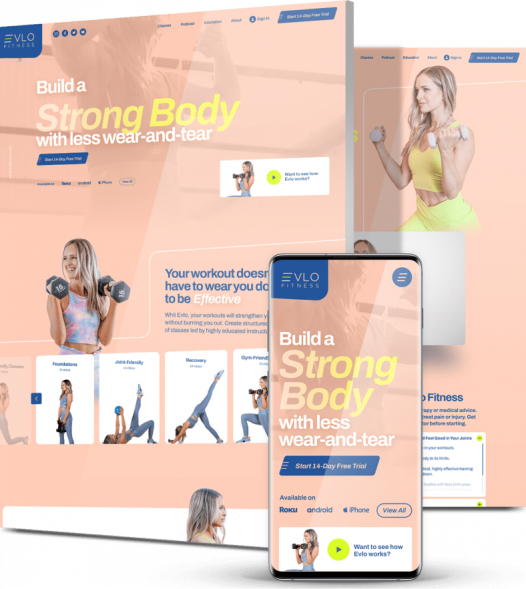 gym web design agency evlo hero image