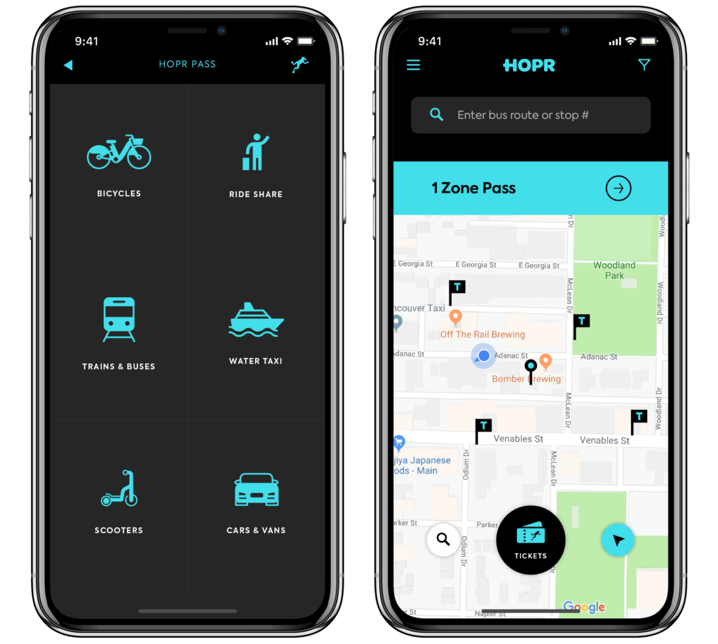 Hopr Mobility App Bike share Ride share Car share Public Transit