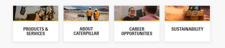 Manufacturing website design Caterpillar module menu