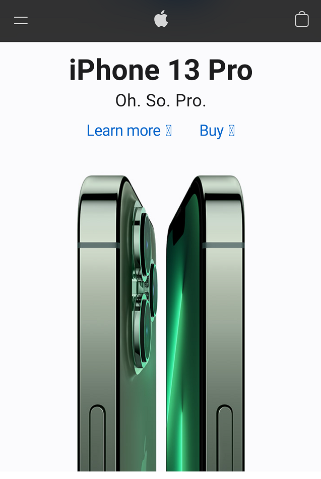 Screenshot from Apple website's homepage